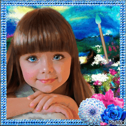 Portrait Girl - GIF animé gratuit