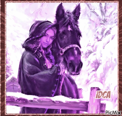 Belle et le cheval - GIF animado grátis