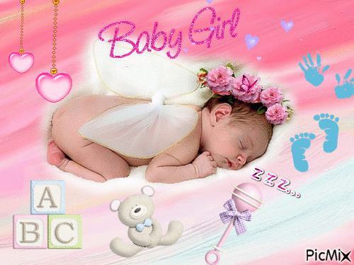 Baby Girl Sleeping - Free animated GIF