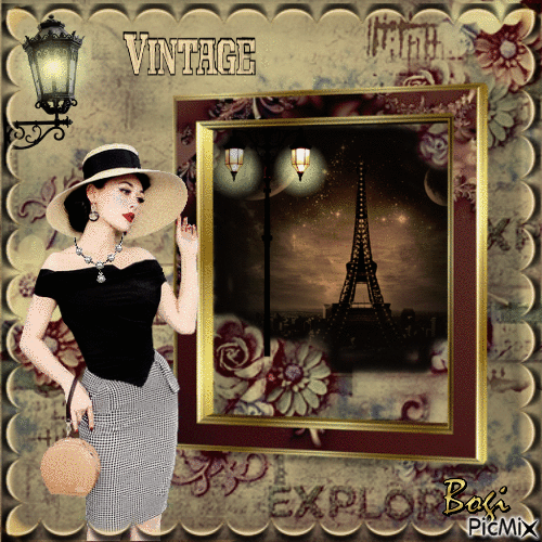 Paris.../vintage picture - GIF animé gratuit