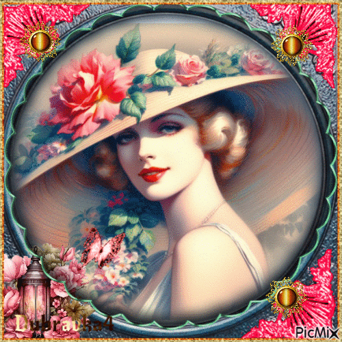 Summer Lady ,Vintage! - Δωρεάν κινούμενο GIF