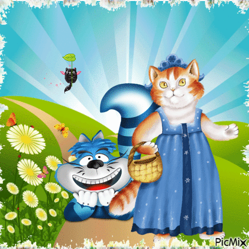 blå katte - Bezmaksas animēts GIF