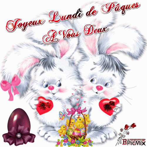 Joyeux Lundi de Pâques à Vous Deux - Darmowy animowany GIF
