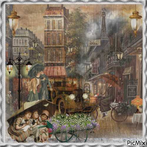 il pleut! sur la ville - Бесплатный анимированный гифка