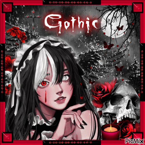 Gothic - anime girl - GIF animé gratuit