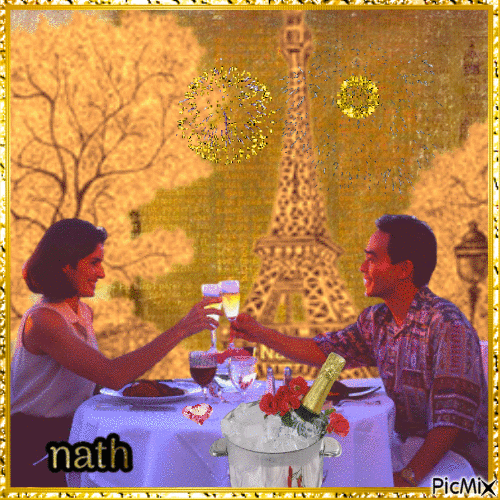 Dîner romantique à Paris - GIF animate gratis