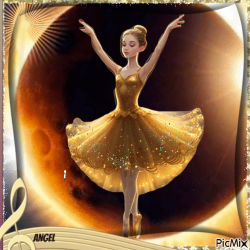 Ballet dancer over the moon! - Free animated GIF