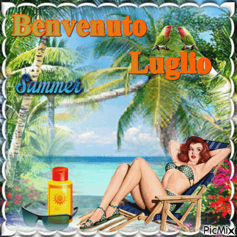 Welcome July Luglio - GIF animé gratuit
