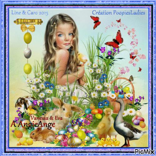 ° ...Kdo pour AngieAnge - A Vanessa & Eva... ° ...Pâques est la plus belle des fêtes.  À Pâques, le lapin de Pâques passe.  Quand le matin est là, les enfants se réveillent de bonne heure pour chercher les œufs du lapin de Pâques !... ° - Bezmaksas animēts GIF