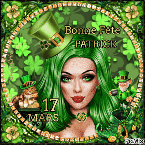 Bonne Fête Patrick - Бесплатный анимированный гифка