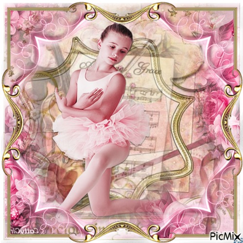 little ballerina in pink - PNG gratuit