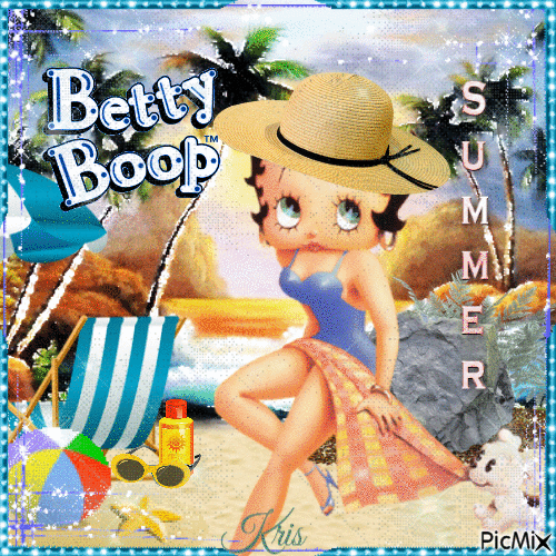 Betty à la plage - GIF animé gratuit