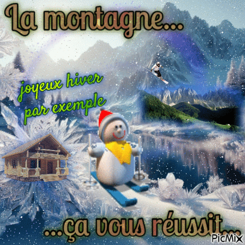 montagne joyeux hiver - Бесплатни анимирани ГИФ