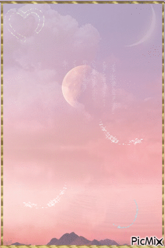 <3 Pink moon sky aesthetic <3 - GIF animé gratuit