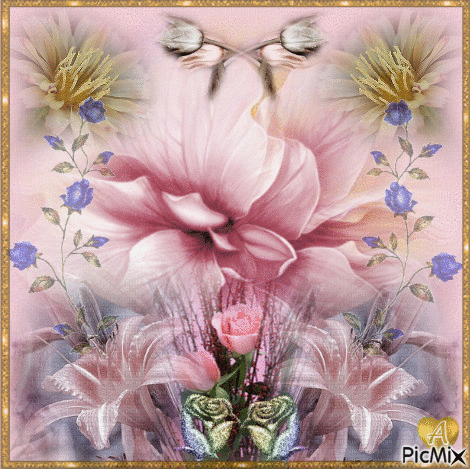 Flores sobrepostas - Besplatni animirani GIF