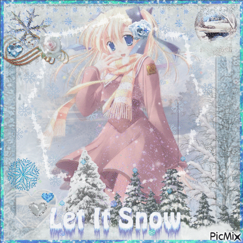 winter wonderland, or let it snow anime girl, blingee!! - 免费动画 GIF