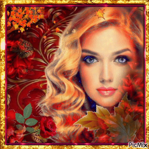 Autumn fantasy woman - Free animated GIF