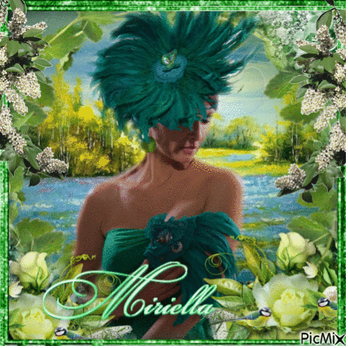 Jolie  femme en vert - Gratis animerad GIF