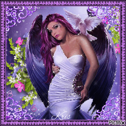 Portrait d'ange - Tons violets - Zdarma animovaný GIF