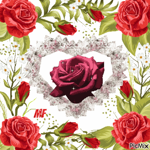 coeur fleurs - Безплатен анимиран GIF