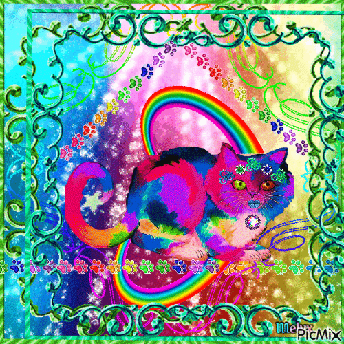 Rainbow Kitty cat - GIF animé gratuit