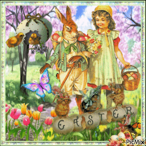 Easter Time with Bunny - Animovaný GIF zadarmo