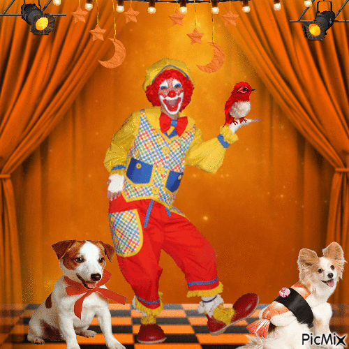Orange Clown - GIF animé gratuit