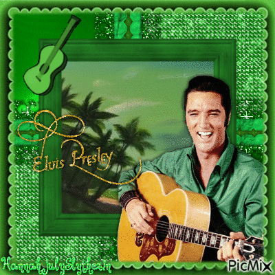 ♦♫♦Elvis Presley in Green Tones♦♫♦ - Gratis geanimeerde GIF