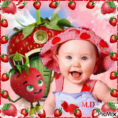 Baby Strawberry & friend - Zdarma animovaný GIF