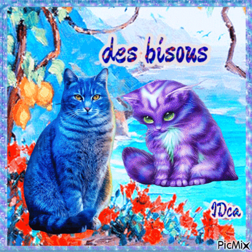 Bisous aux chatons - Бесплатный анимированный гифка