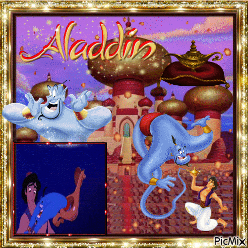 Genie of the Lamp plus Aladdin! :D - Free animated GIF