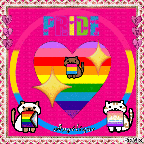 Drapeau LGBTQ+... 💛💙💚💜💖 - Бесплатный анимированный гифка