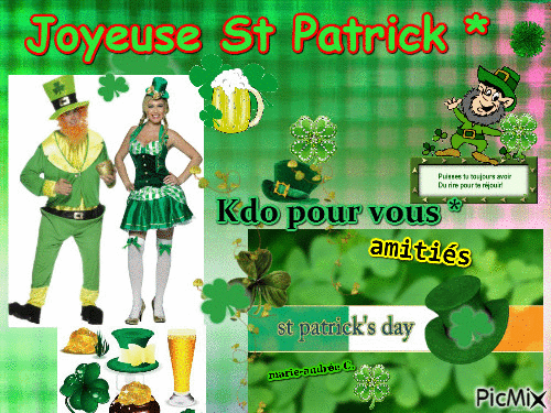 Vert § Trèfle - Tradition - Fête Saint-Patrick § - Free animated GIF