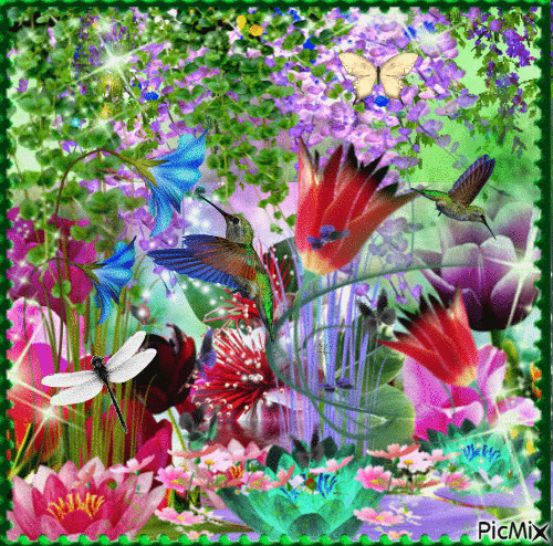 Colorful Flowers - GIF animé gratuit