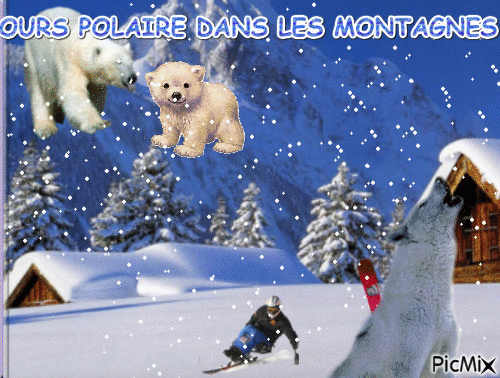 OURS POLAIRE DANS LES MONTAGNES - Darmowy animowany GIF