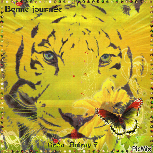 Bonne journée-Tigre - Animovaný GIF zadarmo