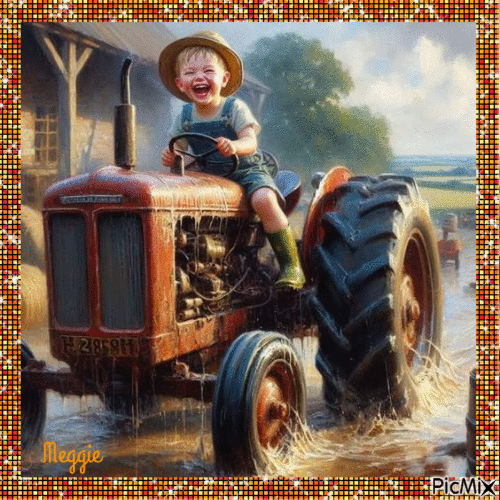 I drive daddies traktor - Бесплатный анимированный гифка