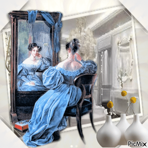 Frau im Spiegel - Gratis geanimeerde GIF