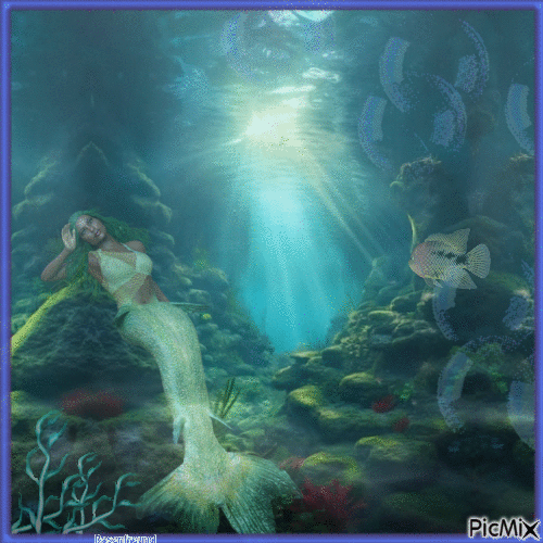 Meeresboden und Meerjungfrau - Gratis geanimeerde GIF
