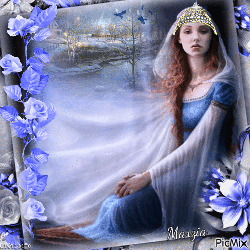 principessa in toni blu - Darmowy animowany GIF