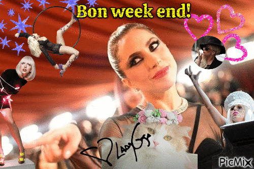 Lady Gaga bon week end - GIF animate gratis