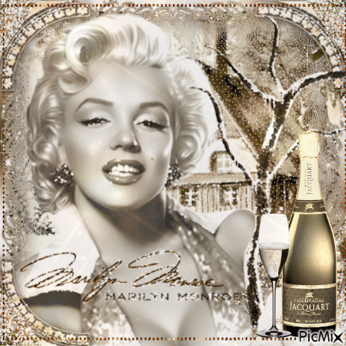 Marilyn Monroe & Champagne - Gratis geanimeerde GIF