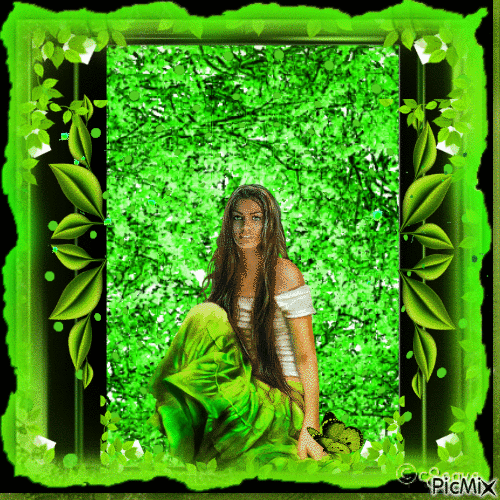 Woman in green - Бесплатный анимированный гифка