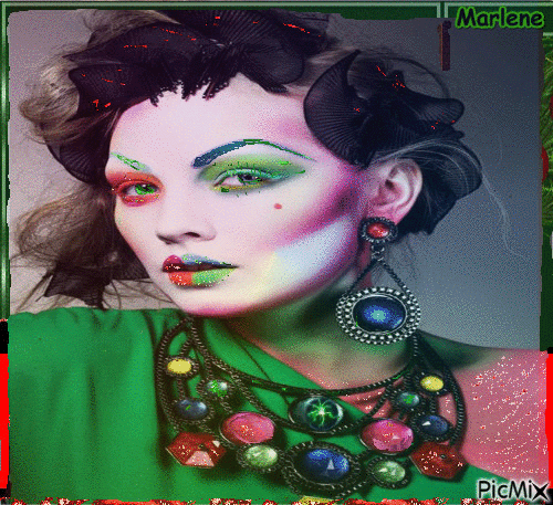 Portrait Woman Colors Deco Glitter Fashion Glamour Makeup - Gratis animerad GIF