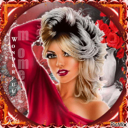 Portrait d'une femme en rouge - Δωρεάν κινούμενο GIF