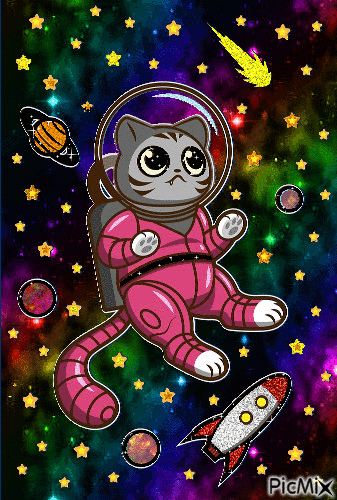 Kitty In Space - Безплатен анимиран GIF