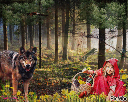 Little Red Riding Hood and the Wolf - Bezmaksas animēts GIF