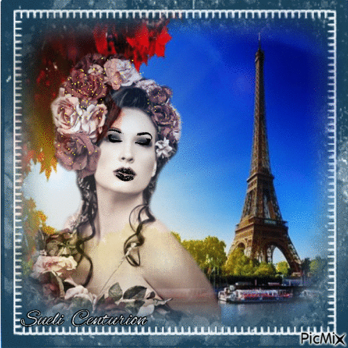 Mulher vintage em Paris - GIF animado grátis