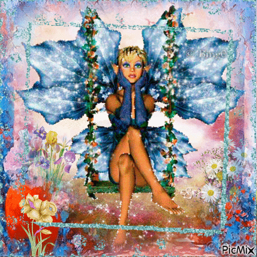 Fairy on Swing - Бесплатни анимирани ГИФ