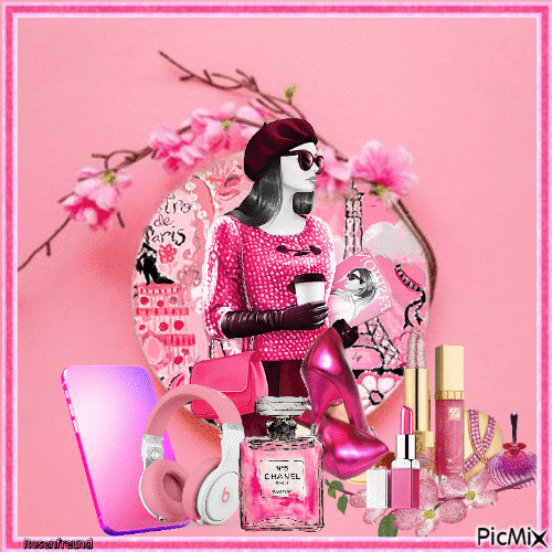Frau und Accessoires ganz in Pink - Δωρεάν κινούμενο GIF